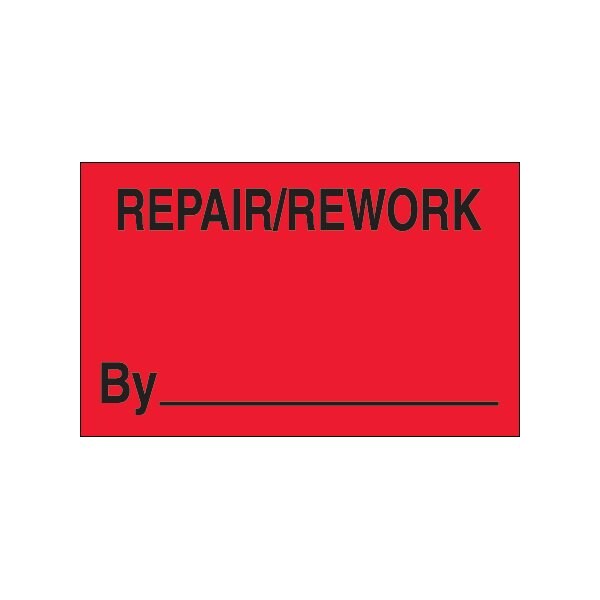 Bsc Preferred 3 x 5'' - ''Repair/Rework By'' Fluorescent Red Labels BUY00016266 - main